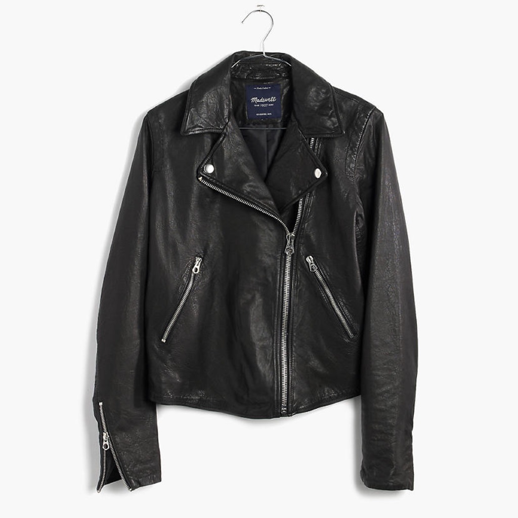 Madewell Washed Leather Motorcycle Jacket - Size Medium